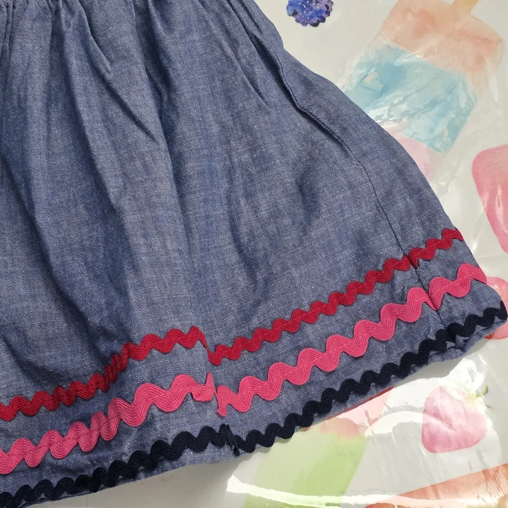 Girls Gymboree Classroom Pink Owl Books & Blue Chambray Skort Outfit Set Size 7